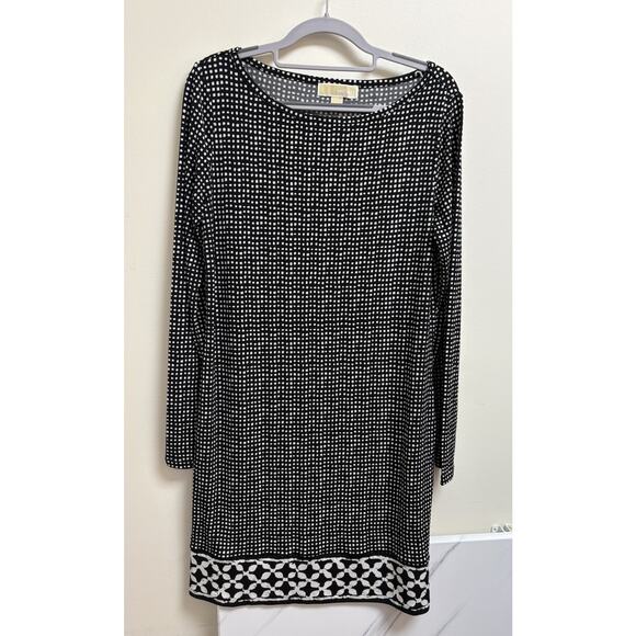 Michael Michael Kors Black and white Long Sleeve Shift Dress Size M - Picture 1 of 3
